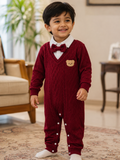 Little Gentleman Crimson Suit Romper | Minilova
