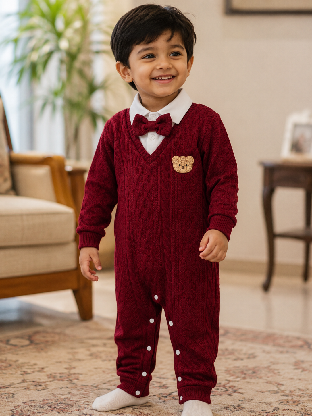 Little Gentleman Crimson Suit Romper | Minilova