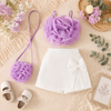 Flower Bloom Girls Top & Skirt Set with Sling Bag | Minilova