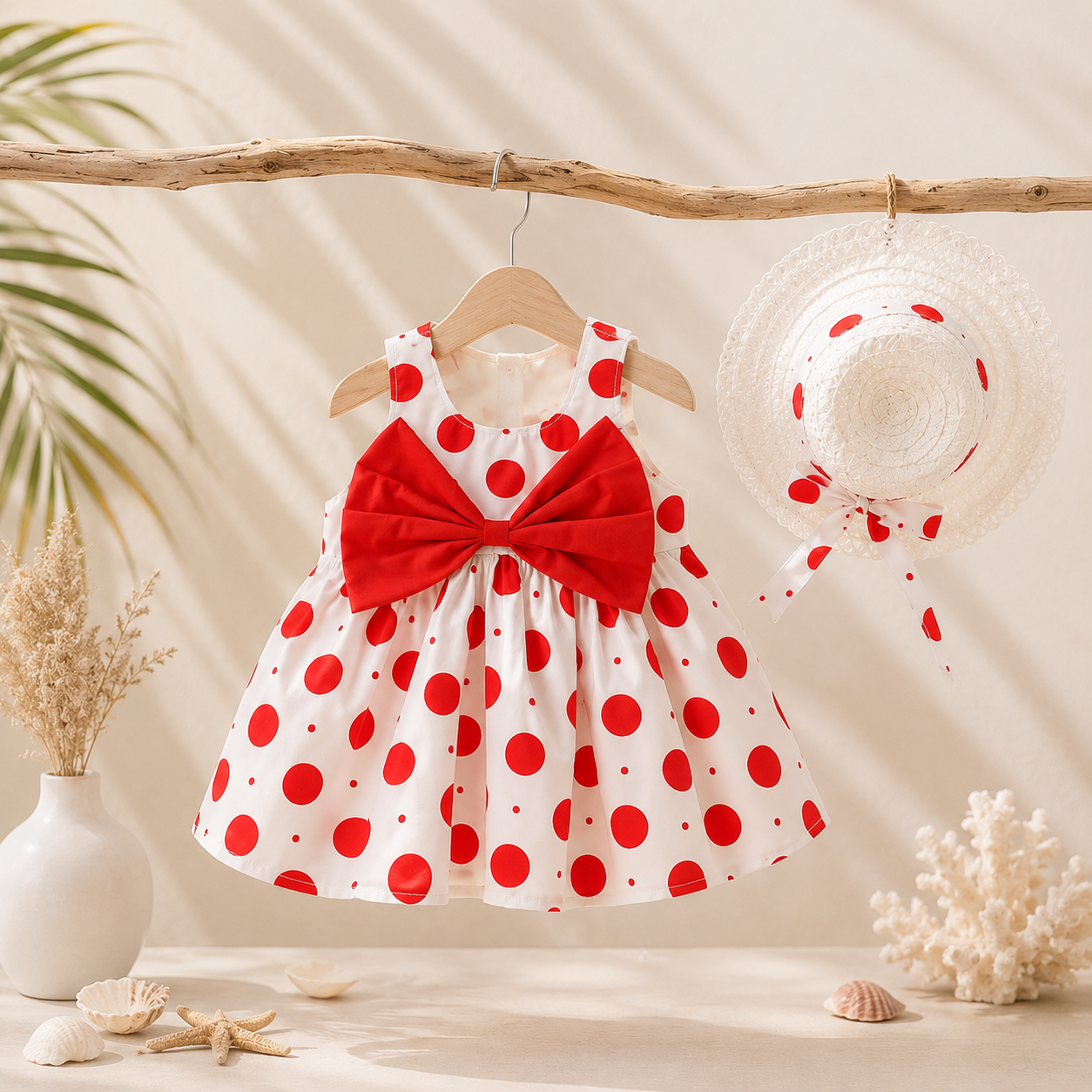 Cherry Pop Baby Girl Summer Dress with Hat | Minilova