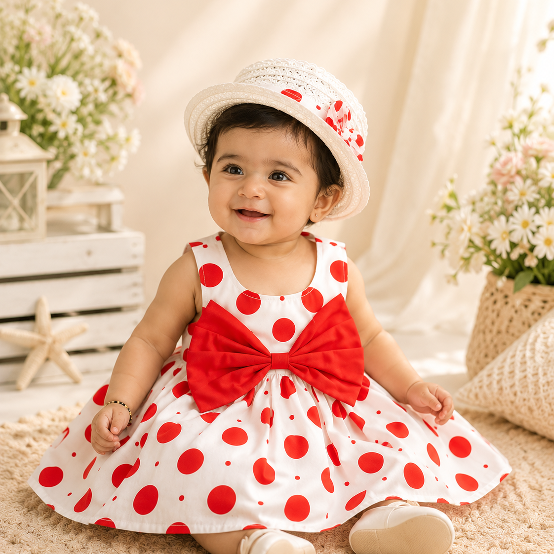 Cherry Pop Baby Girl Summer Dress with Hat | Minilova