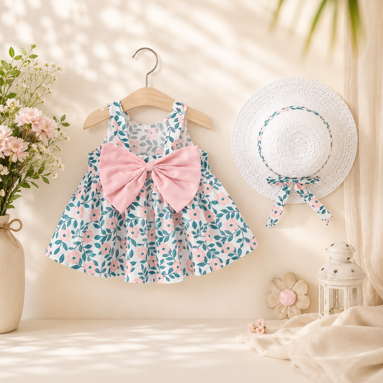 Blossom Belle Baby Girl Cotton Dress with Hat | Minilova