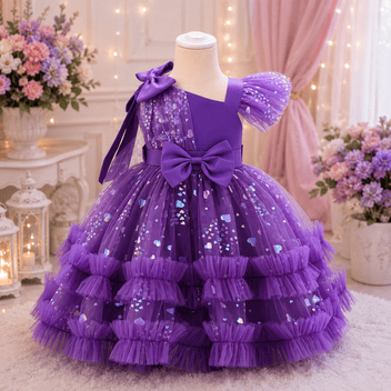 Royal Amethyst Sparkle Gown for Girls | Minilova