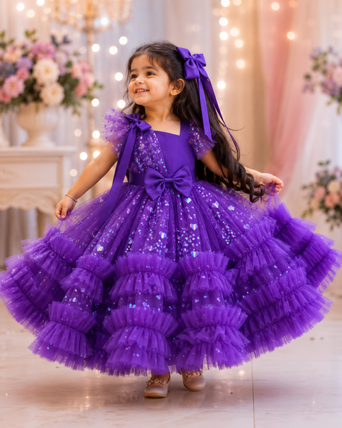 Royal Amethyst Sparkle Gown for Girls | Minilova